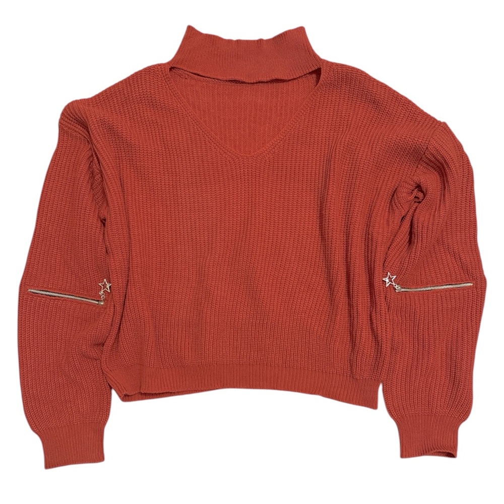 M orange sweater with zippers on arms